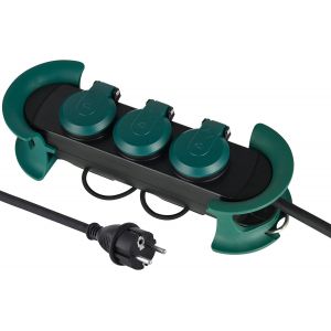 Ytfhg-30924 Bloc Multiprises Étanche Professionnel Avec Enrouleur, 3 Prises Avec Capuchon 16a Françaises, Câble En Caoutchouc H07rn-F 3g1.5 Mm², Longueur 3m, Ip44 - Neuf