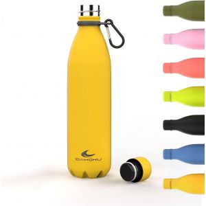 Jgd-- Bouteille Thermique En Acier Inoxydable 750 Ml | Boissons Chaudes Pendant 12 Heures Et Froides Pendant 24 Heures | Id&eacute;ale Pour La Randonn&eacute;e, La Salle De Sport, Le Bureau | Jaune - Neuf