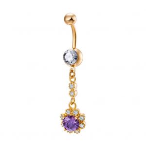 Piercing De Nombril Simple En Forme De Fleur En Zircon Pour Femme (Violet) - Neuf