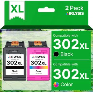 302XL Ink Cartridges Replacement for HP 302 XL Black and Colour for HP DeskJet 3630 3632 3639 Envy 4520 4525 4527 OfficeJet 3831 3833 3830 (1 Black, 1 Tri-Colore) - Neuf