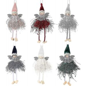 Pack de 6 anges suspendus ornements arbre de No&euml;l manteau vitrine d&eacute;corations cadeau - Neuf