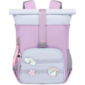 CHECARZHN--NO1-Sac À Dos Pour Enfant Fille Et Garçon - Sac À Dos Rolltop Imperméable Pour Enfants De 3 À 8 Ans - Capacité Extensible - Avec Deux Possibilités D'Ouverture Et Sangle De Poitrine - Neuf