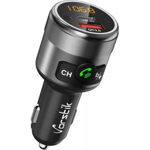 MEVRONISSHOP-Transmetteur FM Bluetooth Adaptateur, C81 QC3.0 USB Chargeur de Voiture sans Fil Mains Libre Adaptateur Radio Double cl&eacute; USB & Chargeur avec &Eacute;cran LED pour appareils iOS et Android - Neuf