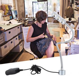 HJLIAN Lampe de travail a LED a base magnetique et col de cygne reglable, 3 W, prise US 110-220 V (blanc) - Neuf
