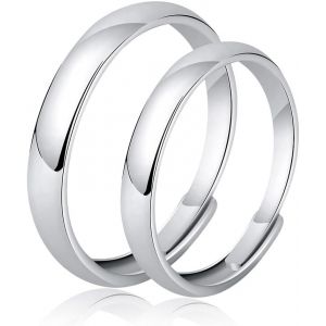 Kal-1 Paire De Bagues De Couple En Argent, Bagues Homme Et Femme, Taille R&eacute;glable, Alliances Zircon Incrust&eacute;es, Mariage, Saint Valentin, Cadeau No&euml;l - Neuf