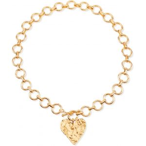 Kales-Collier Avec Pendentif En Or Épais Pour Femme,Grand Collier Avec Pendentif En Forme De Coeur Martelé Collier Vintage À Chaîne Épaisse En Or Pour Femme Bijoux Tendance Cadeau - Neuf