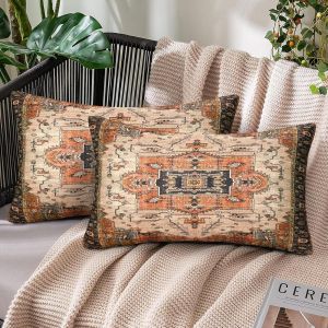 Nbgcm-Boho Housse De Coussin 30x50cm Carrées Boheme Taie D'oreiller Géométrique Tribal Oriental Housse Coussin Lin Tapis Persan Coussin Decoratif Pour Canapé Maison Salon Chambre Lot De 2 - Neuf