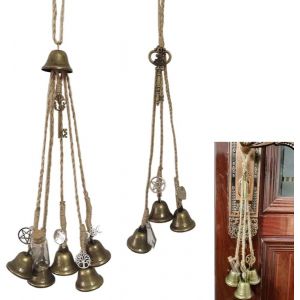 2Pcs Carillons de sorci&egrave;res Crochet de Porte Cloche &agrave; Vent Ancienne Cloche &agrave; Vent Faite &agrave; la Main Cloches &agrave; Vent Porte-Bonheur Carillons &agrave; Vent - Neuf