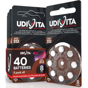 40 Piles Auditives Taille 312 Pr41 (Marron) Zinc-Air Hearing Evolution Technologie Phono Pulse - 5 Blisters De 8 Piles[Z556] - Neuf