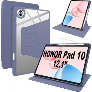 Case Pour Honor Pad 10 Coque Avec Emplacement Pour Stylo & Support Rotatif,Cuir Pu + Acrylique Transparent - Neuf