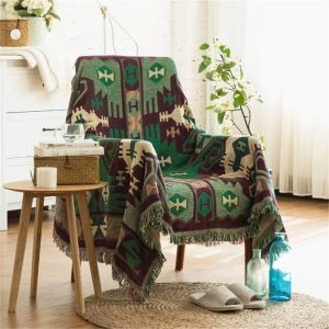 (Vert) de Grande Taille Boheme Canape Couvre, Super capote ou d'un Canape-Protecteur, Decoratif, d'un Fauteuil et d'un Lit ou une housse, un Canape Protecteur de Tissu Mou Decor - Neuf
