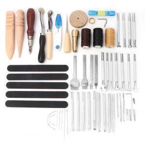 Kit d'outils de couture a la main, 59 pieces, pour bricolage, couture, poincon, cuir, artisanat - Neuf