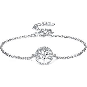 Arbre De Vie Bracelet Femme En Argent Sterling 925 Bracelet En Argent 925 Dames Arbre De Vie,Argent Sterling,Zircone Cubique - Neuf