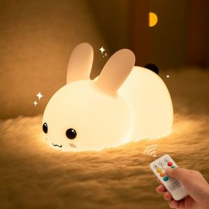 Veilleuse Led Rechargeable Lapin - Lampe Led Portable En Silicone Avec Variateur Et Changement De Couleur - Veilleuse Chambre Bébé Enfant - Neuf