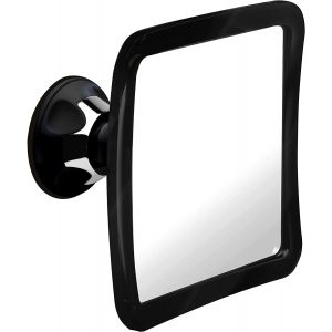 Fogless Shower Mirror Shaving Mirror With Strong Suction Cup For Bathroom, Square Shatterproof Anti-Fog 360 Degree Swivel Mirror Ideal For Men And Women 16cm X 16cm (Black) - Neuf