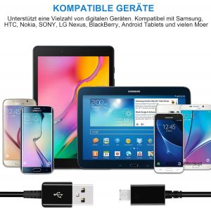 2-Pack Chargeur Rapide Compatible Avec Samsung Galaxy S6/S6 Edge/S6 Edge +/S7/S7 Edge/S5/S4/S3/S2/Note 4/5/A03/J7/J5/J3, Redmi, Huawei, Ps4, Chargeur T&eacute;l&eacute;phone Avec 1,5M Usb Micro Charging C&acirc;ble - Neuf