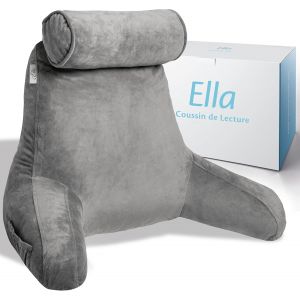 Ulteronixshop-Coussin de Lecture avec Rouleau de Cou - Oreiller de Lecture avec Accoudoirs, Soutien du Dos et du Cou pour la Lecture ou la Relaxation - Coussin de Dossier Fauteuil de Lecture - Velour - Neuf