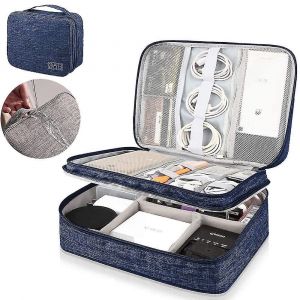 Sac de rangement pour câbles de voyage - Étui à 3 couches pour accessoires électroniques, étanche, grande capacité, rangement portable - Neuf