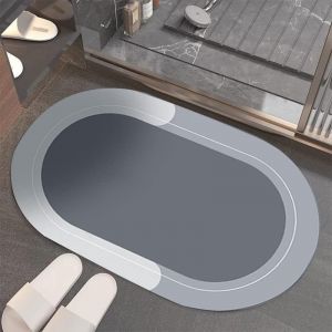 KAL-Tapis De Bain Absorbant Et À Séchage Rapide, Tapis Salle De Bain Antidérapant, Tapis Bain Diatomite Absorbant, Lavable, 40 X 60 Cm - Neuf