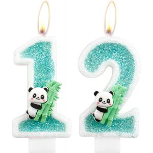Chenquansarl-Bougie En Forme De Panda En Forme De Panda Vert En Bambou Pour D&eacute;coration De G&acirc;teau De 12e Anniversaire, Fournitures De F&ecirc;te Sur Le Th&egrave;me Des Animaux Pour Gar&ccedil;ons Et Filles - Neuf