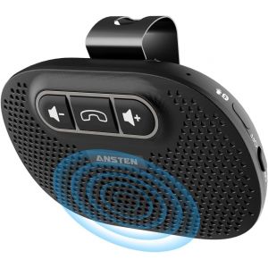 Kit Main Libre Voiture Bluetooth 5.0 Microphone intégré, Le Kit Bluetooth Voiture Enceinte Peut être Utilisé pour Le GPS, Musique, Appels, Contrôle du Volume, iOS Siri et Vocal Assistant - Neuf