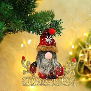 Arbre De No&euml;l Pendentif En Peluche De Chapeau Moustache Des V&ecirc;tements Simples En Position Debout &Agrave; La Fen&ecirc;tre De La D&eacute;coration De Pendentif (Blanc) - Neuf