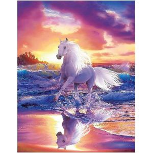 Ayuhr-Square Diamond Painting Coucher De Soleil Sur La Mer 40x50cm Broderie Diamant Cheval Tableau Diamant Cheval Diamond Painting Carré Cheval Peinture Diamant Paysage Bord De Mer - Neuf