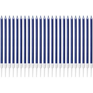 Eryi-Bougie Longue Chandelle, Bleu Bougies D'anniversaire Avec Support Bougies Gâteau Pour La Décoration Fête Mariage D'anniversaire(24 Pièces) - Neuf