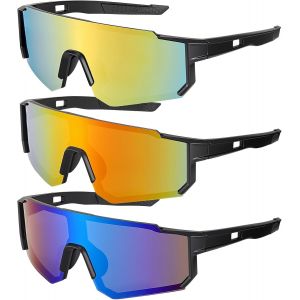 Lot De 3 Paires De Lunettes De Vélo Rapides Uv 400 - Lunettes De Soleil De Sport - Pour Homme Et Femme - Vélo De Course, Ski, Rave, Course À Pied, Activités De Plein Air[Z492] - Neuf