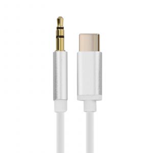 Adaptateur Audio C&acirc;ble USB-C Jack 3,5 mm Connecteur Sortie R&eacute;versibles 1m Blanc - Neuf