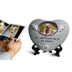 Pierre Comm&eacute;morative En Forme De C?Ur Avec Cadre Photo Pour Animaux De Compagnie, Cadeau De Condol&eacute;ances En Cas De D&eacute;c&egrave;s D'un Chien - Neuf