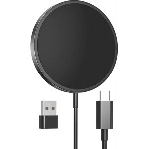 Chargeur Sans Fil Magn&eacute;tique Pour Iphone 15w, Chargeur Rapide Compatible Apple Avec Mag-Safe Pour Iphone 16/15/14/13/12/11/X/Xs/Xr/Airpods 4/3/2/Pro-Noir - Neuf