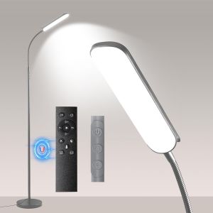 18w Gris Dimmable Lampadaire, 1800 Lumens Led Lampe Sur Pied 2700k &Agrave; 6500k Temp&eacute;ratures De Couleur Avec T&eacute;l&eacute;commande Et Contr&ocirc;le Tactile Et 1h Minuterie, Lampadaire Haut Pour Salon Chambre Bureau - Neuf