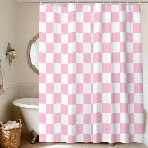 KALANKA-Rideau de Douche, Rideaux de Douche Tissu Imperm&eacute;able Anti Moisissure avec 12 Crochets, Rideau Baignoire, Lavable en Machine, 180x180cm(Rose) - Neuf