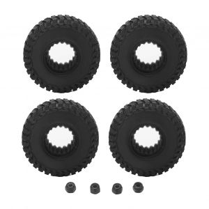 Lot De 4 Pneus Rc En Caoutchouc Noir, Amortissants Et Resistants, Avec Ecrous Antiderapants, Pour Voiture Telecommandee Axial Scx24 1/24 - Neuf