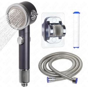 CAP-Pommeau de douche avec filtre, douchette à main haute pression avec tuyau de 1,5 m, 3 types de jet pour enlever l'eau dure, pommeau de douche avec interrupteur marche/arrêt pour eau dure, chlore - Neuf