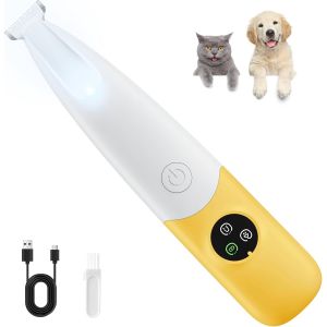 Jgd-Tondeuse Pour Chien Et Chat. Recharge Usb, Lumi&egrave;re Led. Parfaite Pour Les Pattes, Oreilles, Visage Et Fesses. Faible Bruit Et Vibrations. L&eacute;g&egrave;re, Sans Fil Et Id&eacute;ale Pour Une Coupe Partielle En Do - Neuf