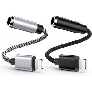 LORANKA-Lot de 2 adaptateurs de casque Apple Lightning vers prise casque 3,5 mm [certifi&eacute; MFi], adaptateur audio auxiliaire pour iPhone 14 13 12 11 XR XS X 8 7 SE, iPad - Neuf