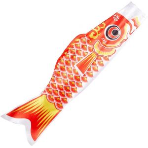 MEVRONISSHOP-Koi Fish Windsock Orange Rouge Carpe Drapeau Banderole Banni&egrave;res Polyester 3D Japonais Suspendu Ext&eacute;rieur Koinobori D&eacute;cor pour Mur Arbre Avant Patio Pelouse Cour Jardin F&ecirc;te Festival - Neuf