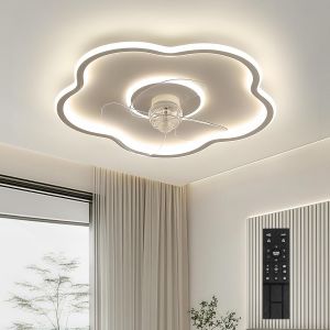 CHECARZHN--NO1-Ventilateur Plafond Avec Lumiere Et Télécommande, Led Dimmable Plafonnier Ventilateur, 6 Vitesses De Vent Et 3 Températures De Couleur, Lampe Ventilateur Silencieux Pour Chambre Enfant - Neuf
