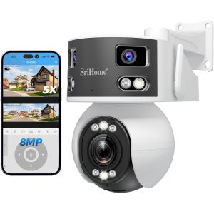 ChenQuanSarl-8Mp Ptz Caméra De Surveillance 2.4/5Ghz Wi-Fi Bi-Bande Avec Multi-Lentilles, 170° Champ De Vision, Amplification Optique 5X, Vision Nocturne, Audio Bi - Neuf