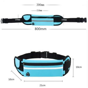 Ceinture de course pour homme et femme, sac banane de sport &eacute;tanche, ceinture de course r&eacute;glable, argent, passeport, t&eacute;l&eacute;phone portable pour l'alpinisme, le cyclisme, les voyages et le jogging (bleu) - Neuf