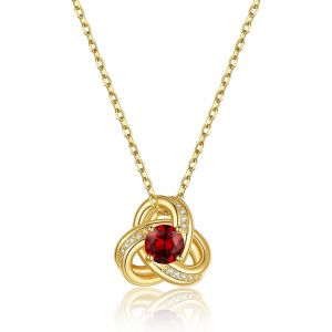 Kales-Collier Femme Plaqué Or 14k Avec Pierre De Naissance En Zircon Cubique,Pendentif Noeud D'amour Avec Chaîne Fine 1,4 Mm/41+5 Cm Ajustable - Neuf
