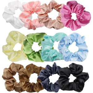 Chouchou Cheveux, Lot De 12 Chouchou Cheveux Fille, Chouchou Cheveux Femme En Soiepour Femme Avec Cheveux Droits, Bouclés, Longs, Courts, Épais Et Fins - Chouchou Satin - Neuf
