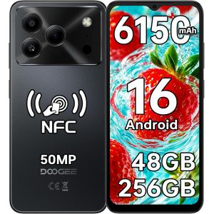 Smartphone DOOGEE NOTE56 Plus 48Go+256Go Smartphone Pas Cher Android 16 6.56" 6150mAh Camera etanche Dual SIM 4G/NFC/GPS Noir - Neuf
