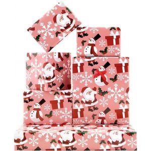 Lot De 4 Feuilles De Papier Cadeau De No&euml;l ,P&egrave;re No&euml;l Et Bonhomme De Neige ,Pour Hommes ,Femmes ,Enfants ,Gar&ccedil;ons ,Filles ,Grand-P&egrave;re ,Papier D&eacute;coratif De No&euml;l Pour No&euml;l ,F&ecirc;te D'anniversaire - Neuf