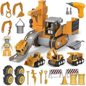 Ensemble de jouets de construction 4 en 1, camion d'assemblage, voitures d'ing&eacute;nierie, jeu de construction, jouets &eacute;ducatifs pour enfants, St-4-100x150 - Neuf