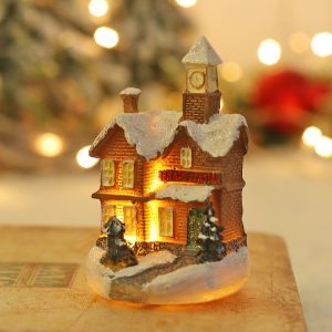 1pcs &Eacute;clair&eacute; Village de No&euml;l, Illumin&eacute; de No&euml;l de la Maison (B), le Village de No&euml;l de Caract&egrave;re Multicolore Lampe Int&eacute;rieure Miniature D&eacute;coration de No&euml;l, la Neige Cabine de D&eacute;coration d'Art - Neuf