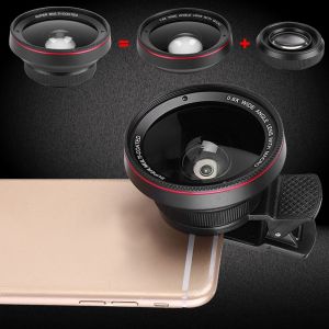 Appareil photo reflex pour telephone, objectif grand angle 0,6x + objectif macro 15x 37 mm avec clip (noir) - Neuf