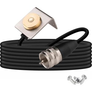 NMO Antenne Câble PL259 UHF Mâle RG58 Coaxial Câble 5M avec Support de Montage en Acier Inoxydable en Forme de L pour Installation NMO,Antenne Radio HF VHF UHF CB - Neuf